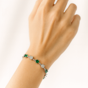 Emerald & Moonstone Designer 92.5 Silver Bracelet