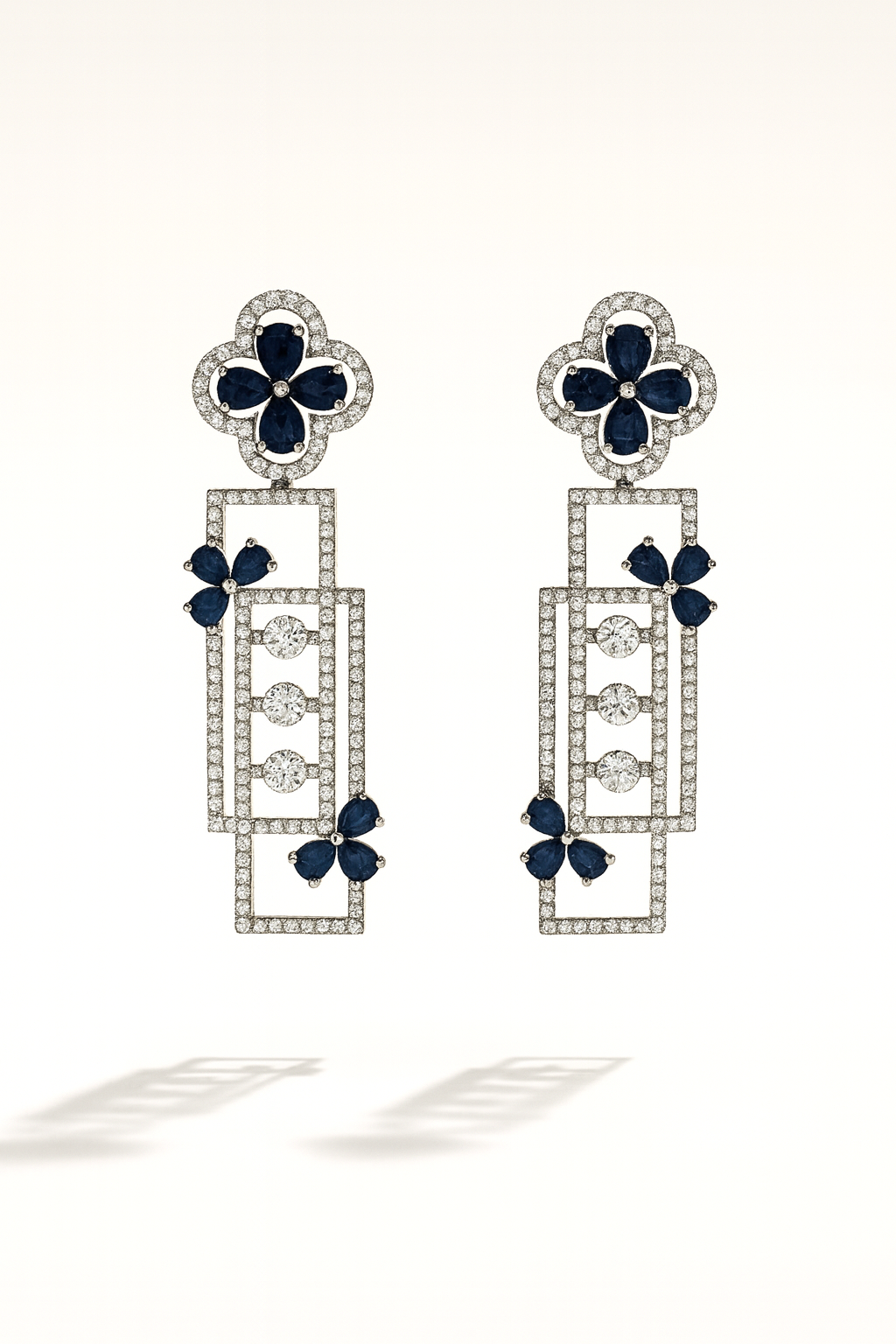 Silver Earrings with Blue Stones –