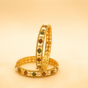 Pearl Floral Gold-Plated Bangles – Jevargarh