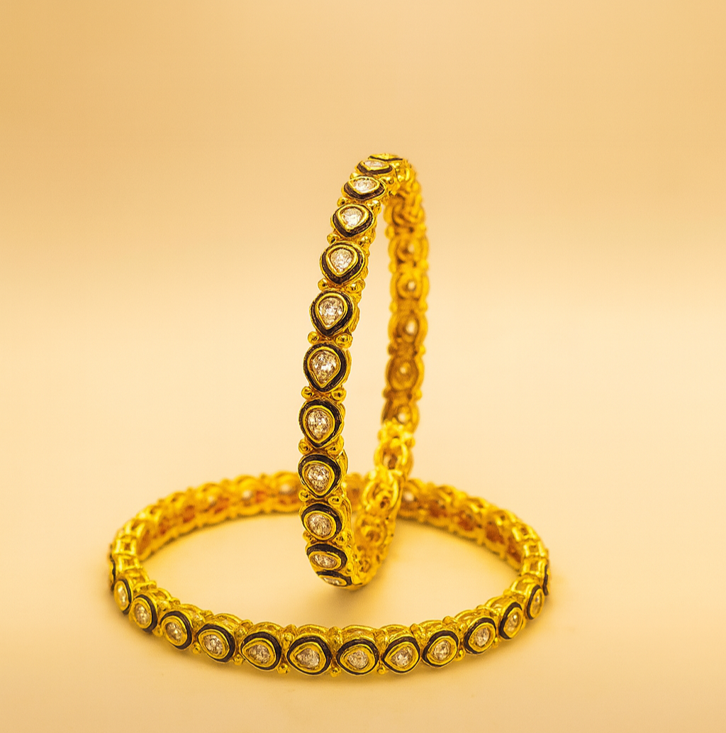 Teardrop CZ Gold-Plated Bangles – Jevargarh