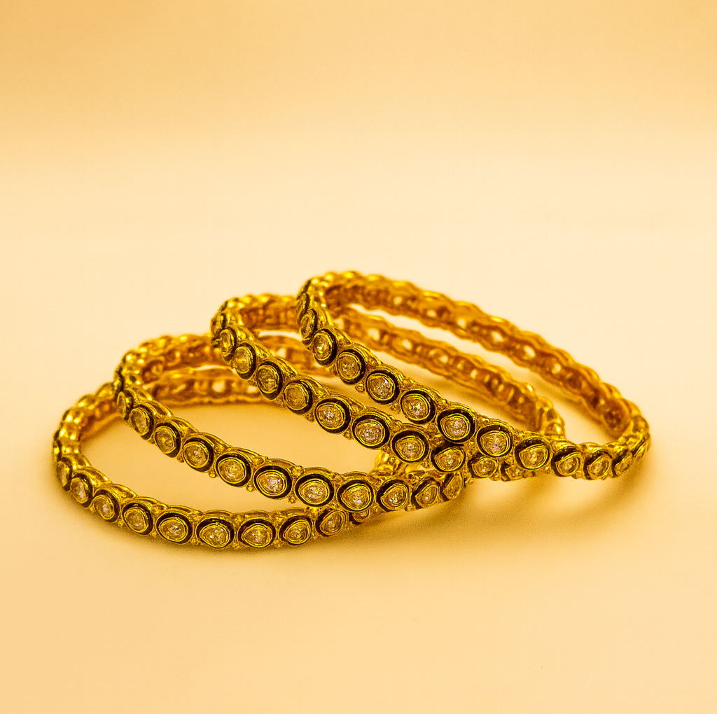 Teardrop CZ Gold-Plated Bangles – Jevargarh - Image 3