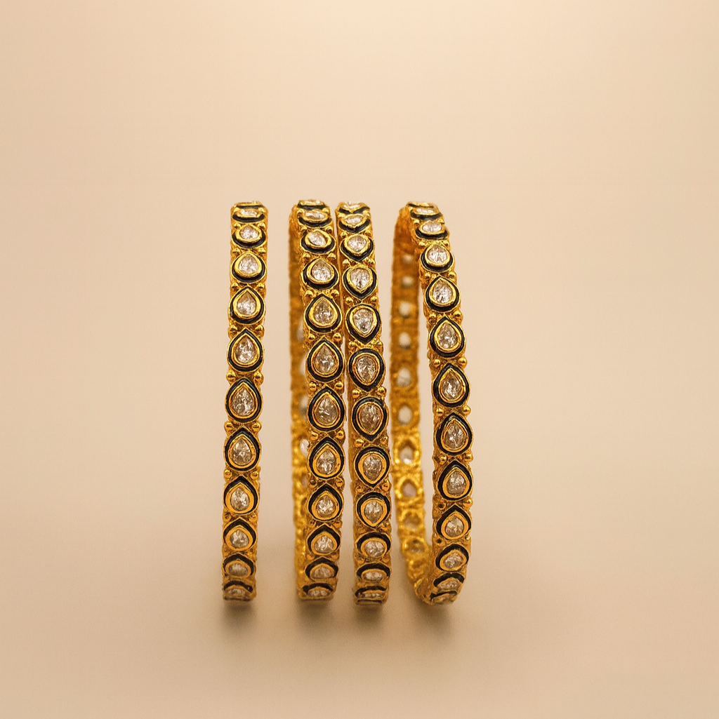 Teardrop CZ Gold-Plated Bangles – Jevargarh - Image 2