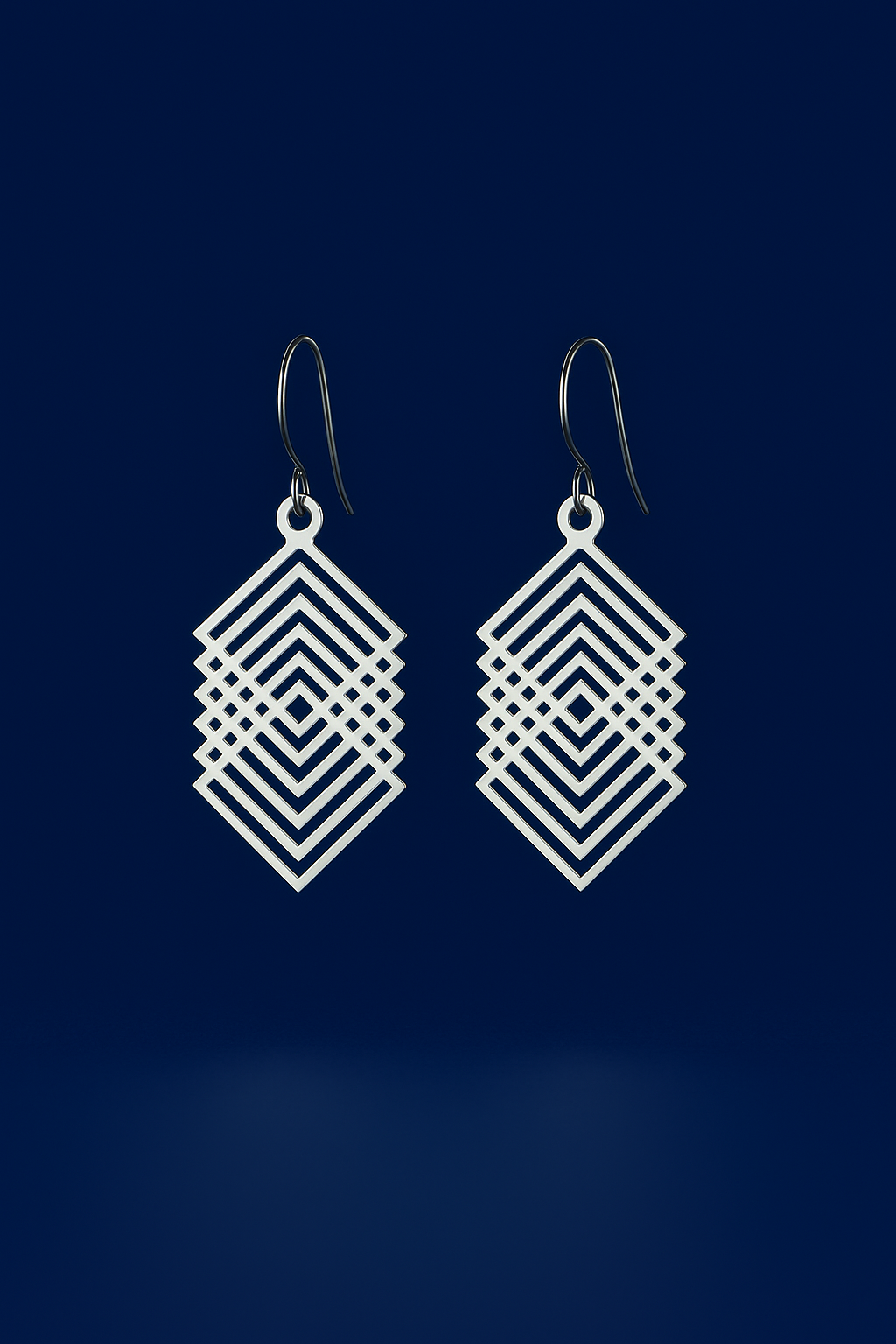 92.5 Silver Geometric Pattern Designer Earring - Image 2