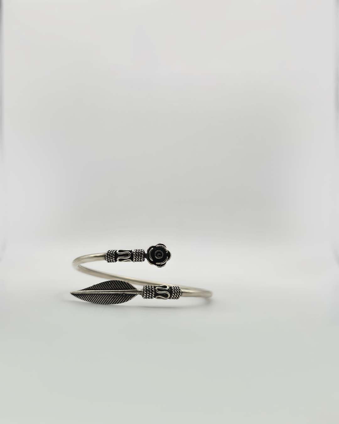 92.5 Silver Rose & Feather Designer Kada