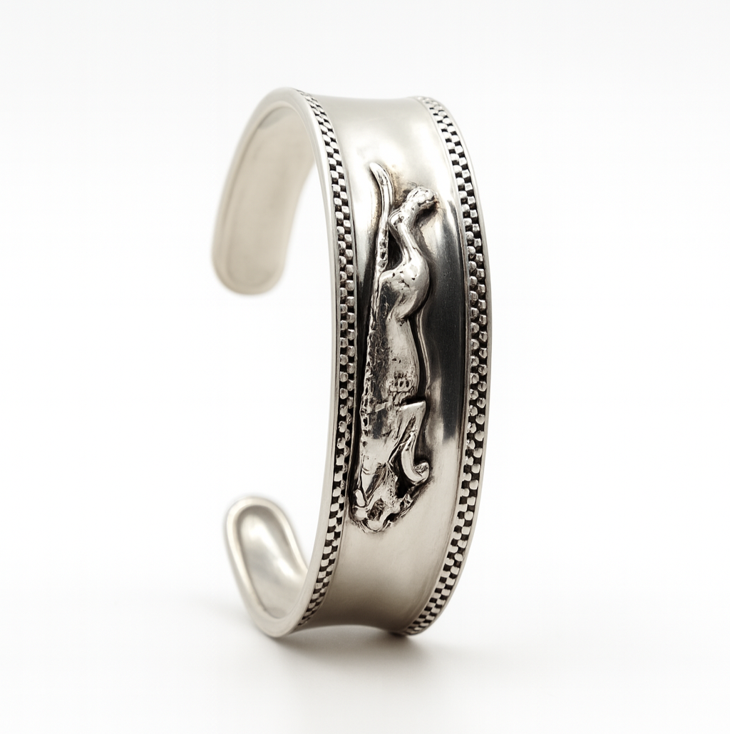 92.5 Silver Embossed Deer Designer Kada