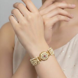 Swarovski Kundan Pearl Bracelet with Floral Motif