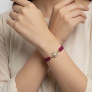 Swarovski Kundan Adjustable Bracelet with Ruby Beads