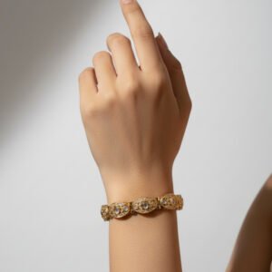 Swarovski Kundan Gold-Finish Bracelet with Oval Motifs