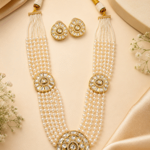 Royal Multi-Layer Pearl & Kundan Statement Necklace Set