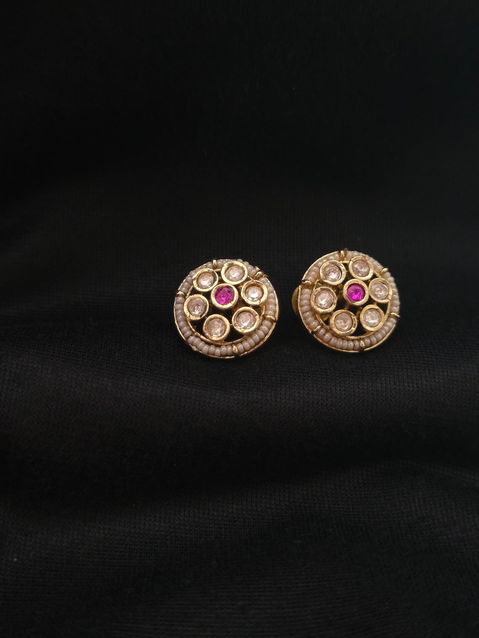Ruby Pearl Kundan Stud Earrings