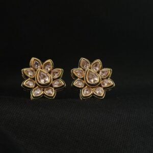 Floral Teardrop Kundan Stud Earrings