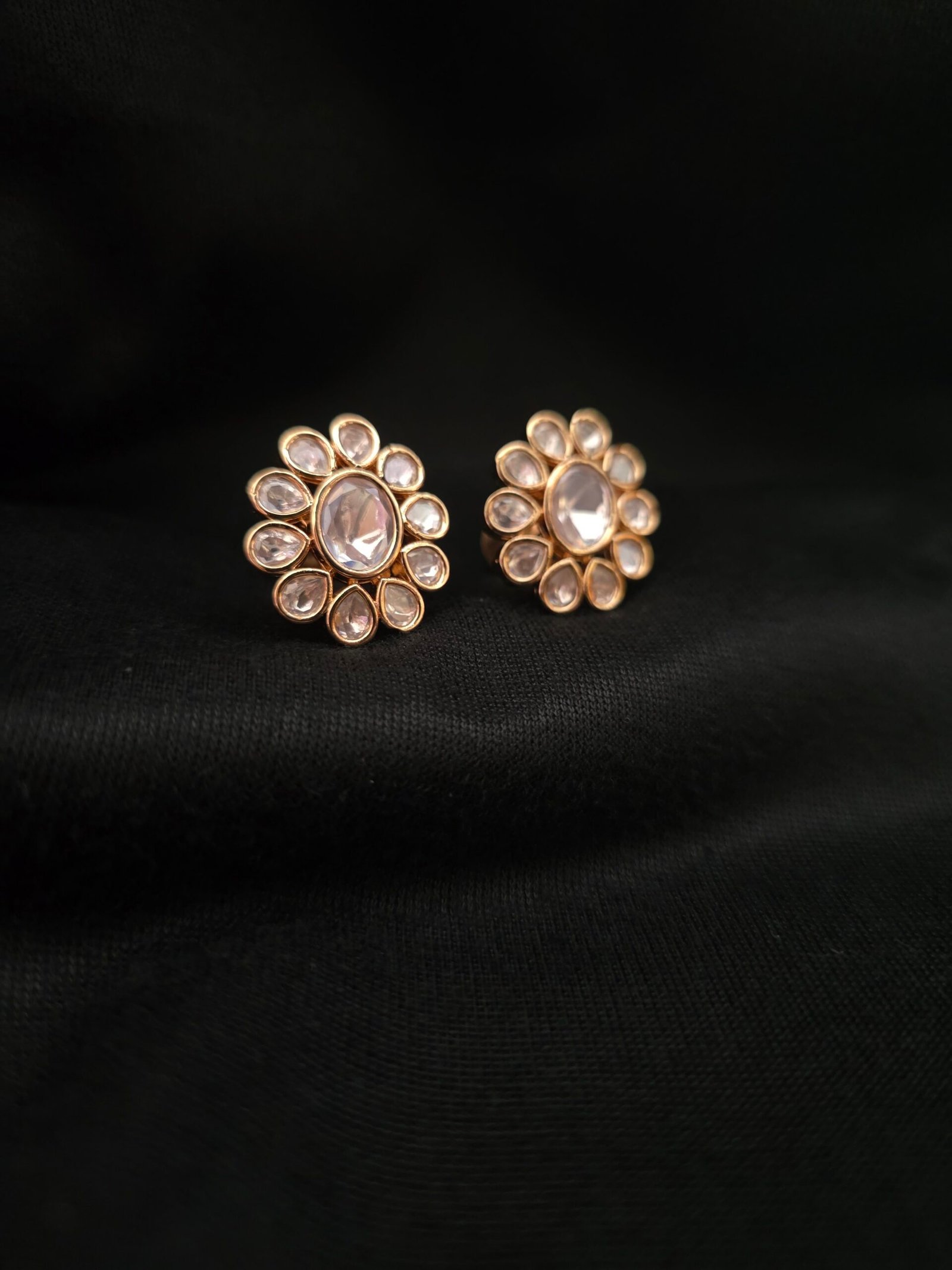 Moissanite Floral Stud Earrings - Image 2