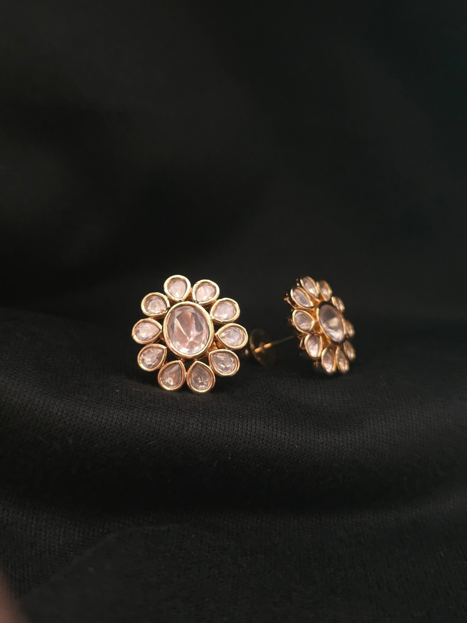 Moissanite Floral Stud Earrings