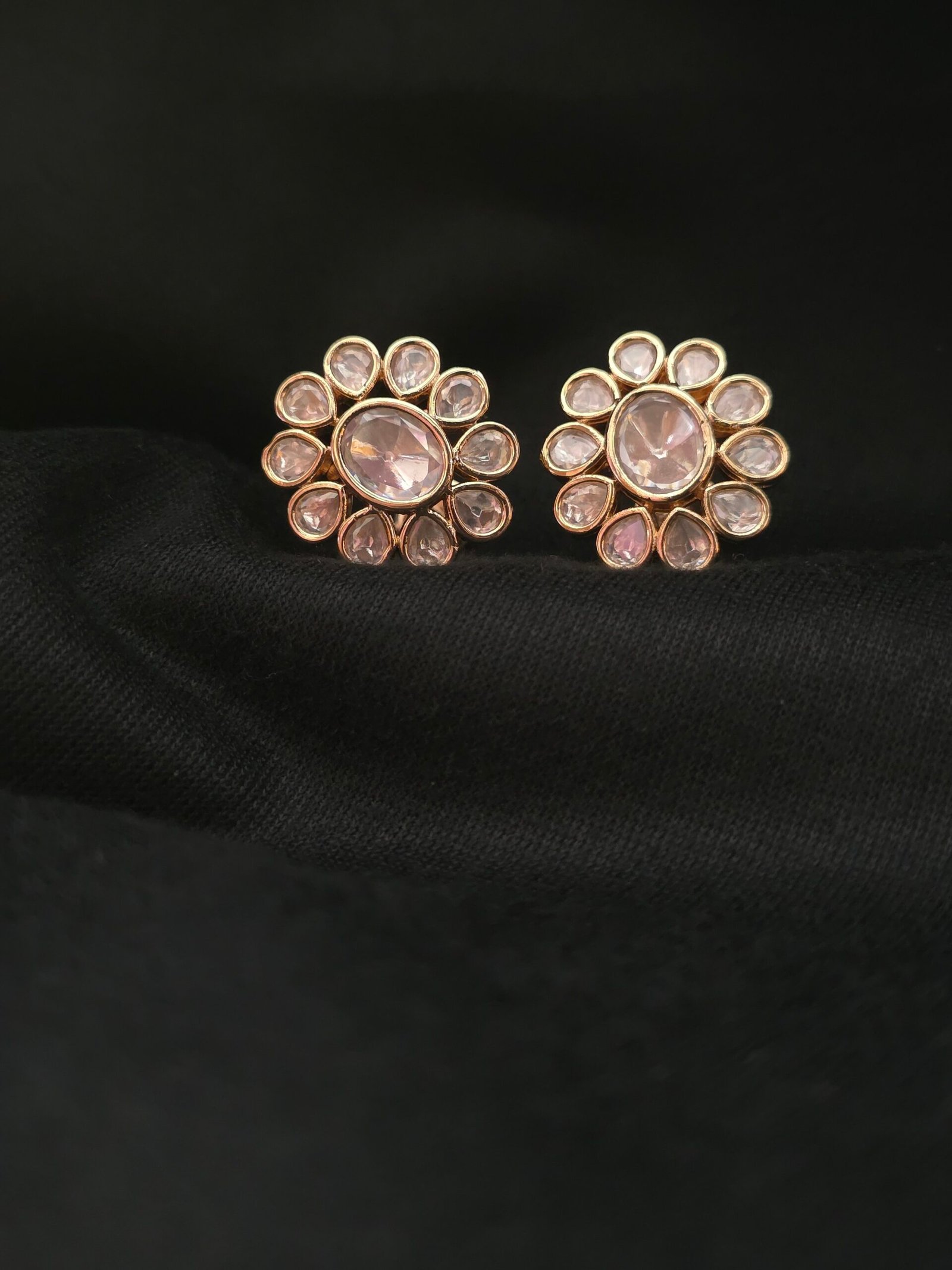 Moissanite Floral Stud Earrings - Image 3