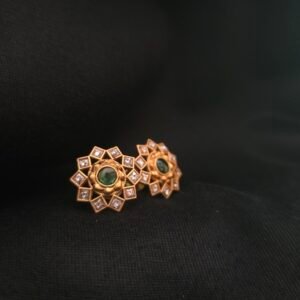 Emerald Starburst Kundan Stud Earrings