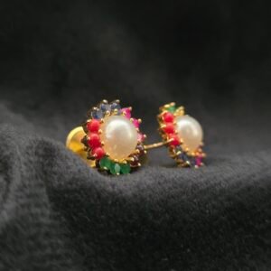 Multicolor Pearl Stud Earrings