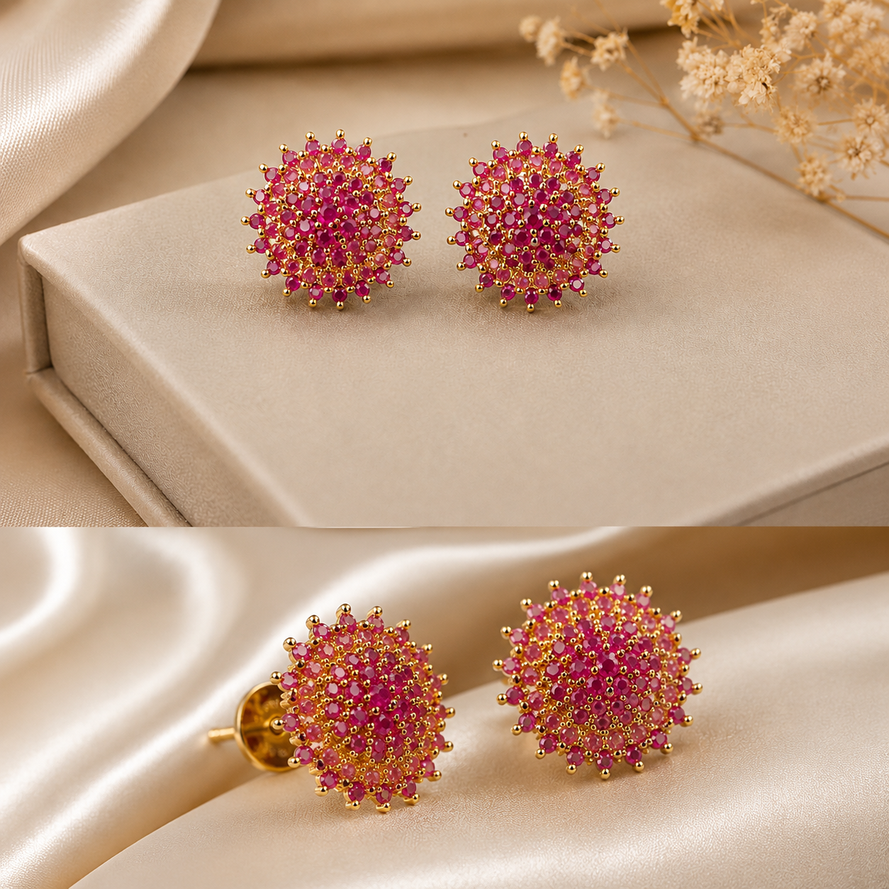Pink Crystal Stud Earrings