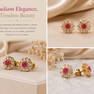 Ruby Crystal Floral Stud Earrings