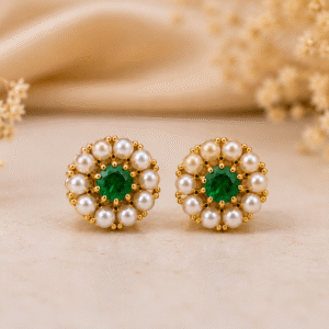 Emerald Pearl Stud Earrings