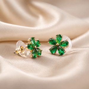 Emerald Bloom Floral Stud Earrings