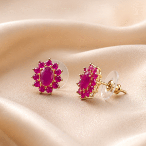 Royal Pink Floral Stud earring