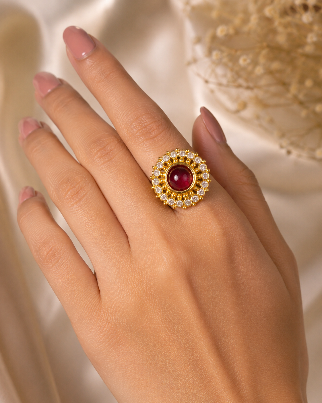 Royal Ruby Bloom Gold Polish Ring