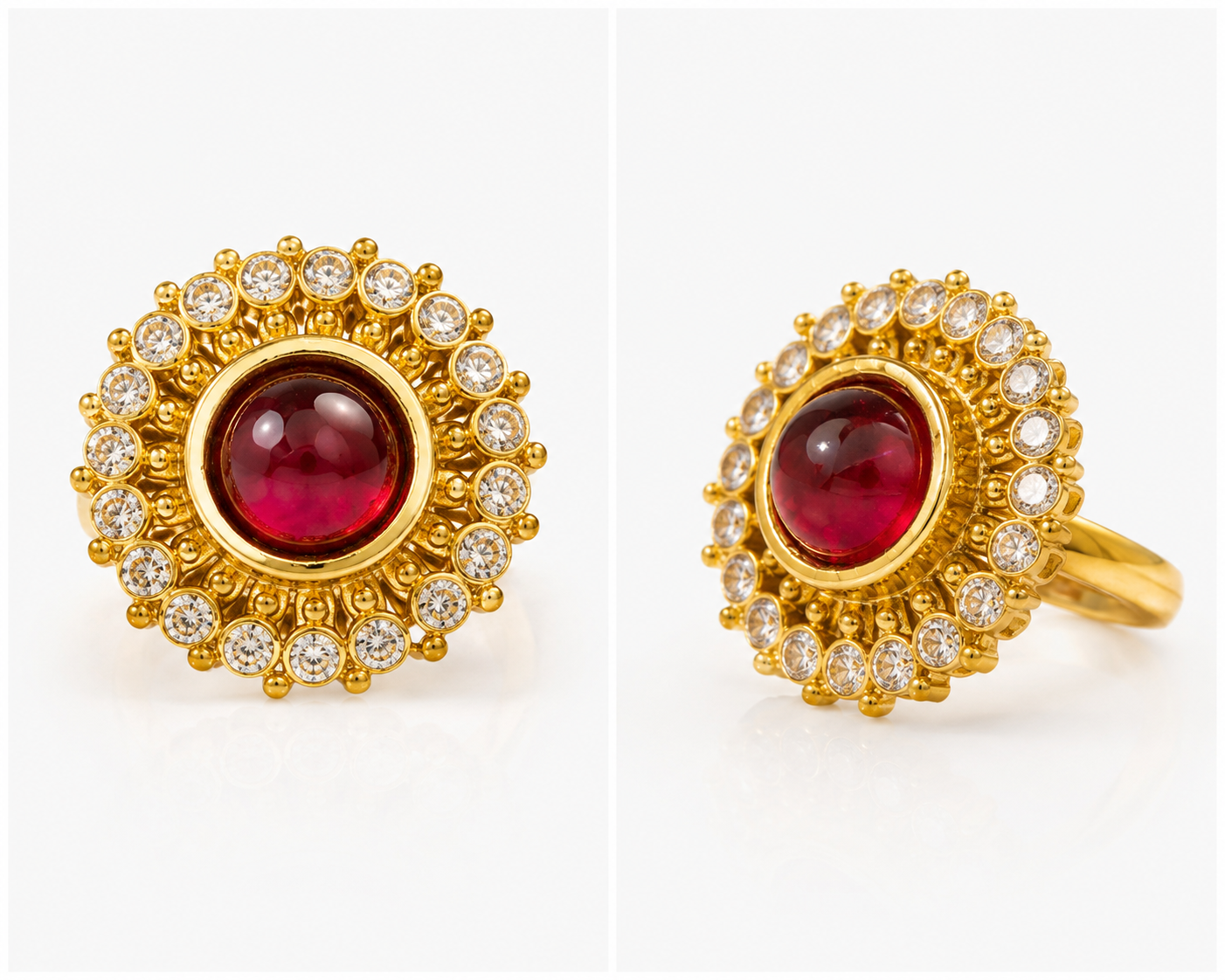 Royal Ruby Bloom Gold Polish Ring - Image 2