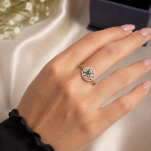 Emerald Floral white metal
Statement Ring