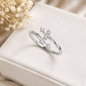 Elegant White Metal Crystal Open Ring
