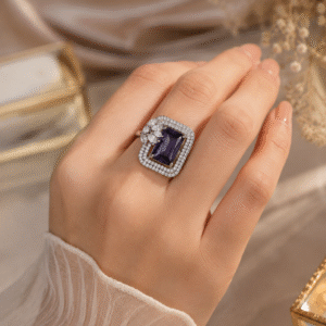 Midnight Royale White Metal Statement Ring
