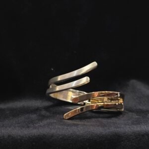 Premium Korean Dual Tone Spiral Kada | Modern Designer Statement Bracelet for Women