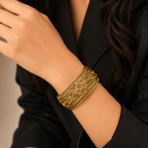 Premium Korean Designer Antique Gold Kada | Elegant Statement Bracelet for Women