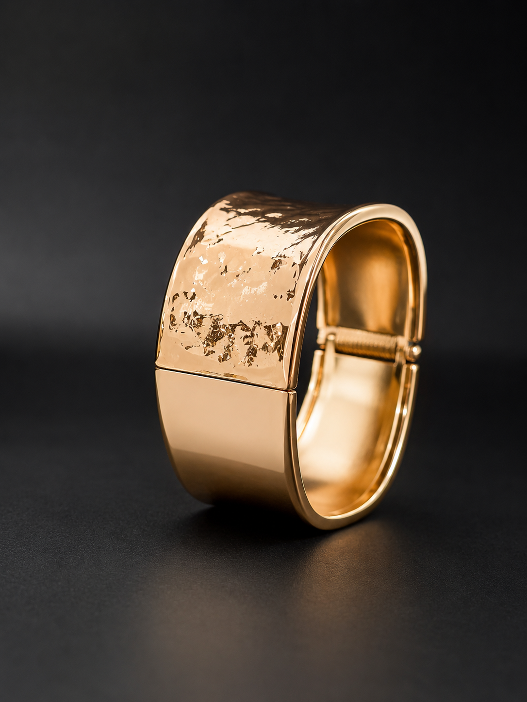 Korean Gold Finish Hammered Statement Kada Bracelet - Image 2