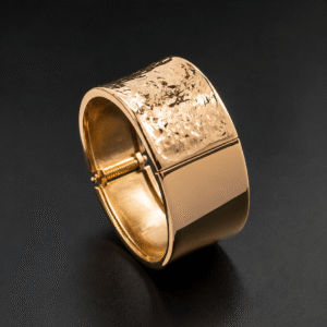 Korean Gold Finish Hammered Statement Kada Bracelet