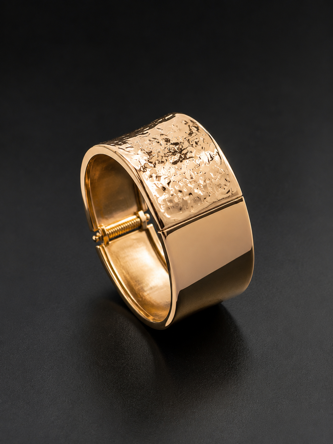 Korean Gold Finish Hammered Statement Kada Bracelet