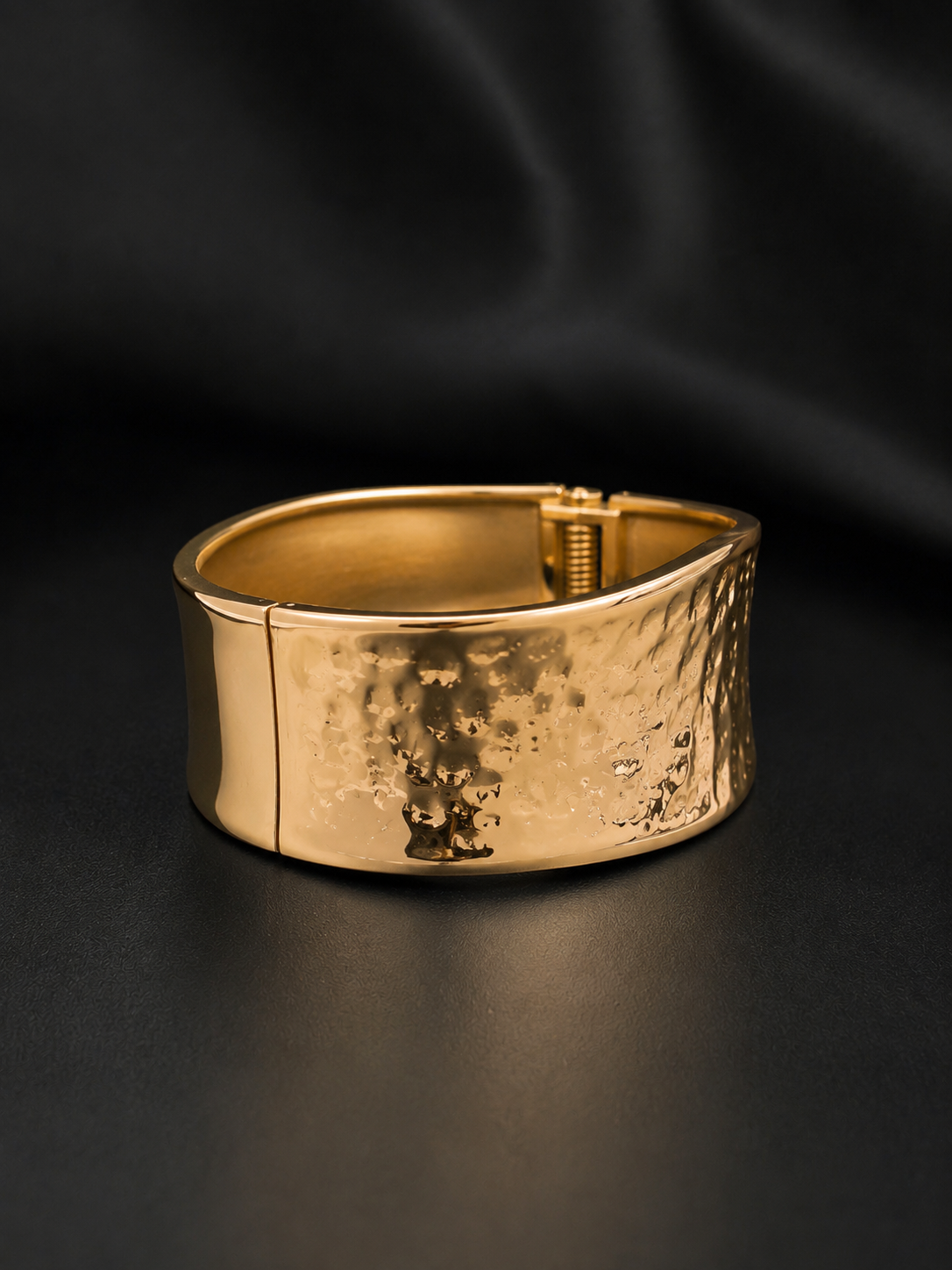Korean Gold Finish Hammered Statement Kada Bracelet - Image 3