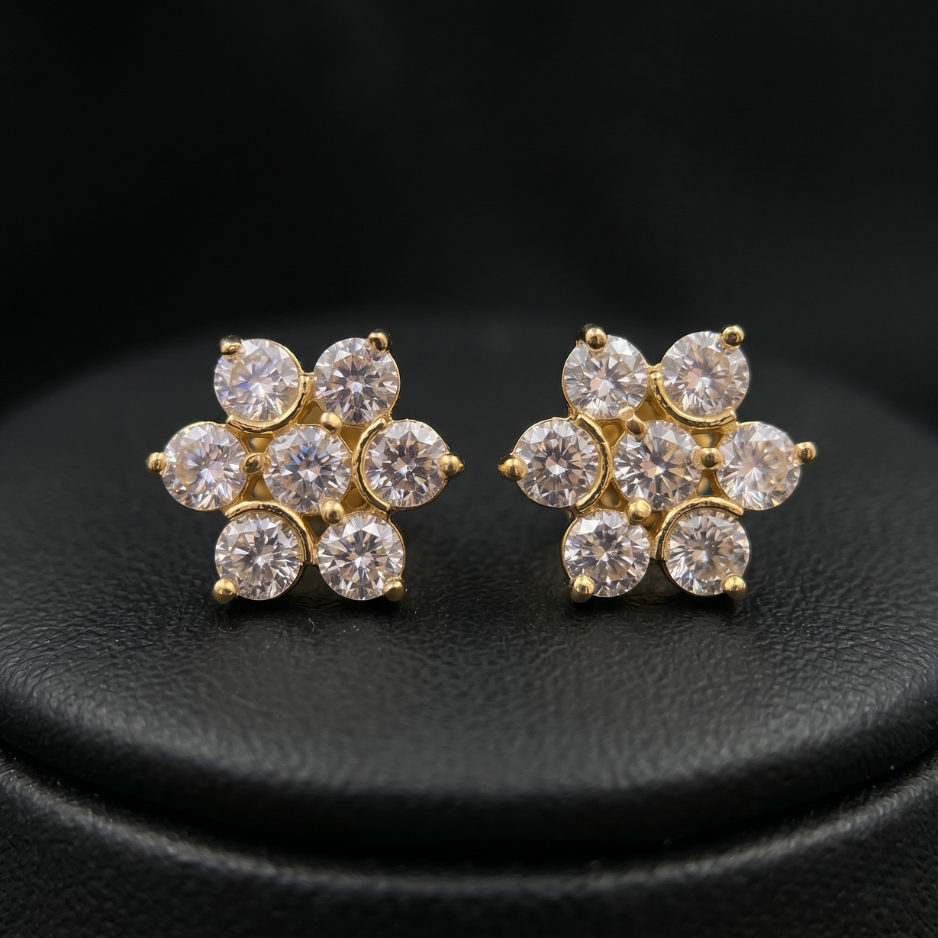 AD Floral Stud Earrings