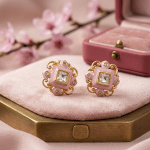 Blush Pink Designer Stud Earrings