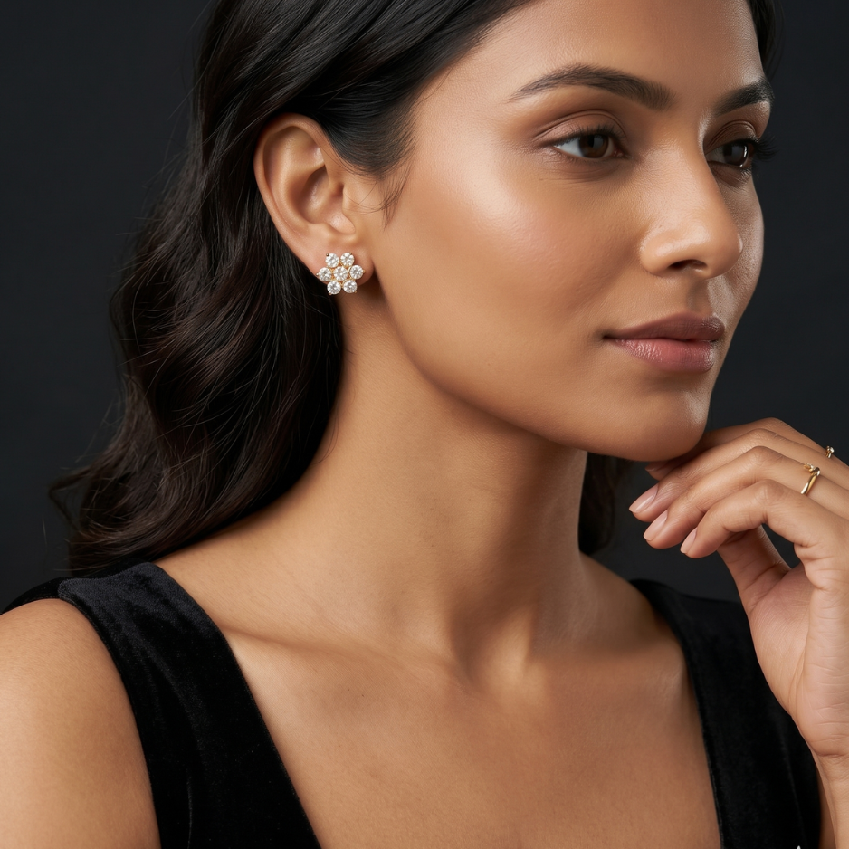AD Floral Stud Earrings