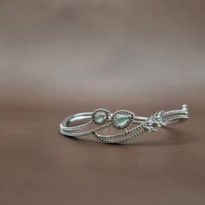 ProductSilverStyle Royal Crystal Floral Silver Polish Kada Bracelet for Women