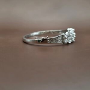 SilverStyle Crystal Blossom Silver Polish Kada Bracelet for Women