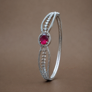 Ruby Radiance Silver  Bracelet Kada