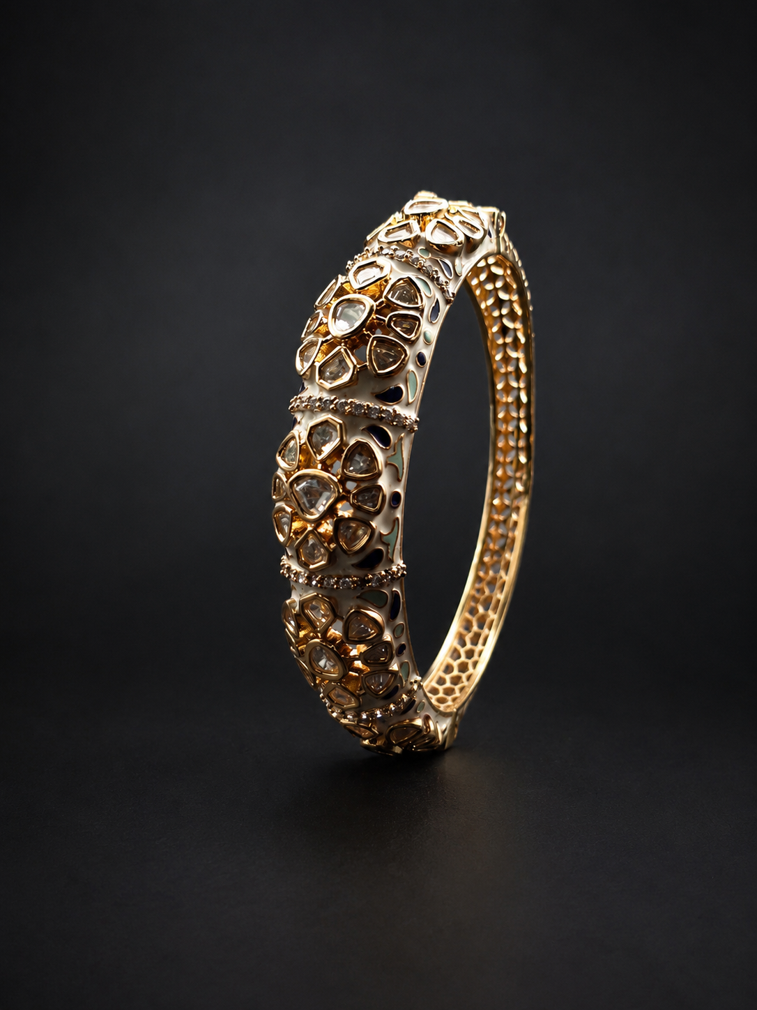 Royal Meenakari Kundan Designer Kada Bracelet for Women - Image 3