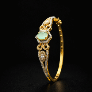 Royal Mint Green Stone Gold-Plated Designer Bracelet for Women