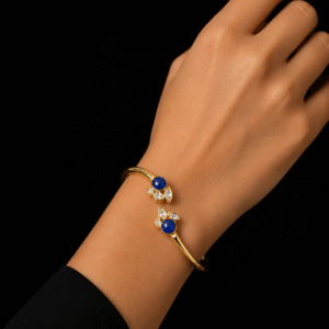 Royal Sapphire Blue Stone Designer Gold Bracelet for Women