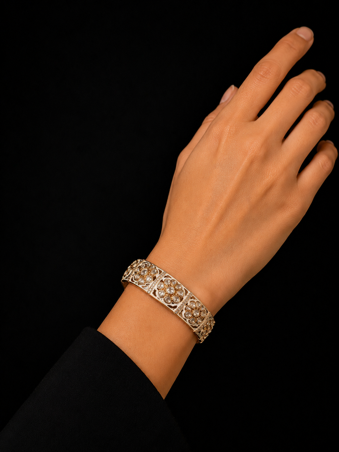 Royal Meenakari Kundan Designer Kada Bracelet for Women - Image 4