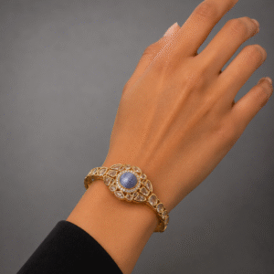 Royal Blue Stone Polki Designer  Kada Bracelet for Women