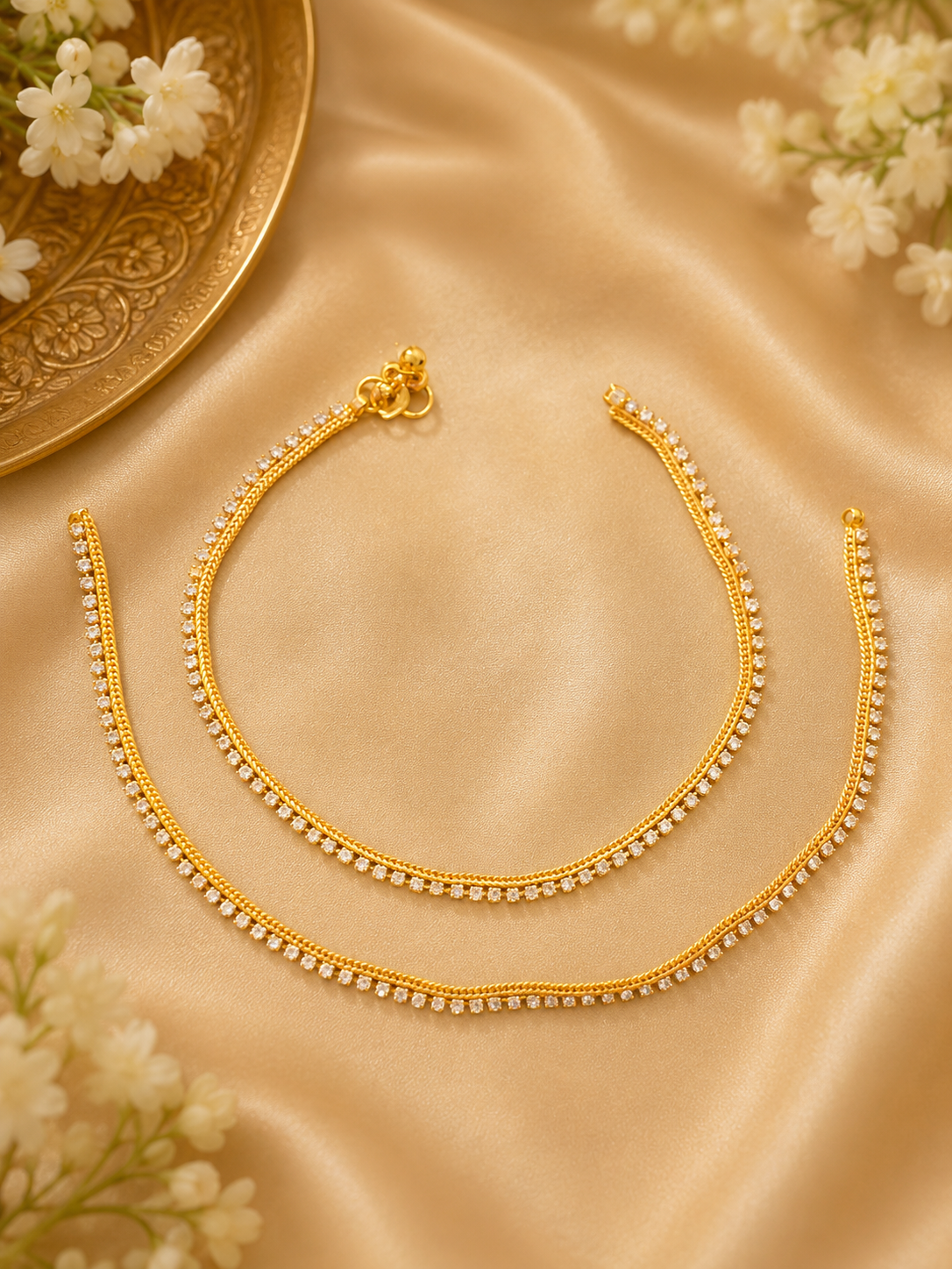 Royal Gold Polish Zircon Designer Payal for Women