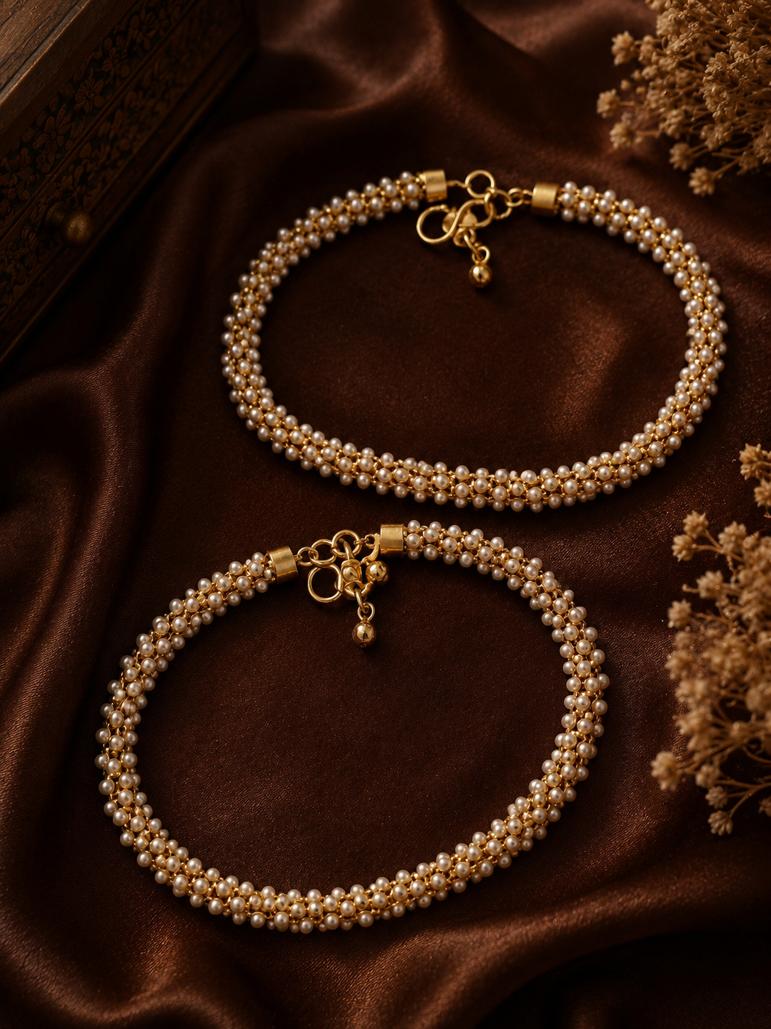 Elegant Pearl Style Traditional Payal for Women – Premium Beaded Anklet Pair - Image 2