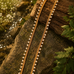Elegant Pearl Chain Traditional Payal for Women – Gold Tone Designer Anklet Pair